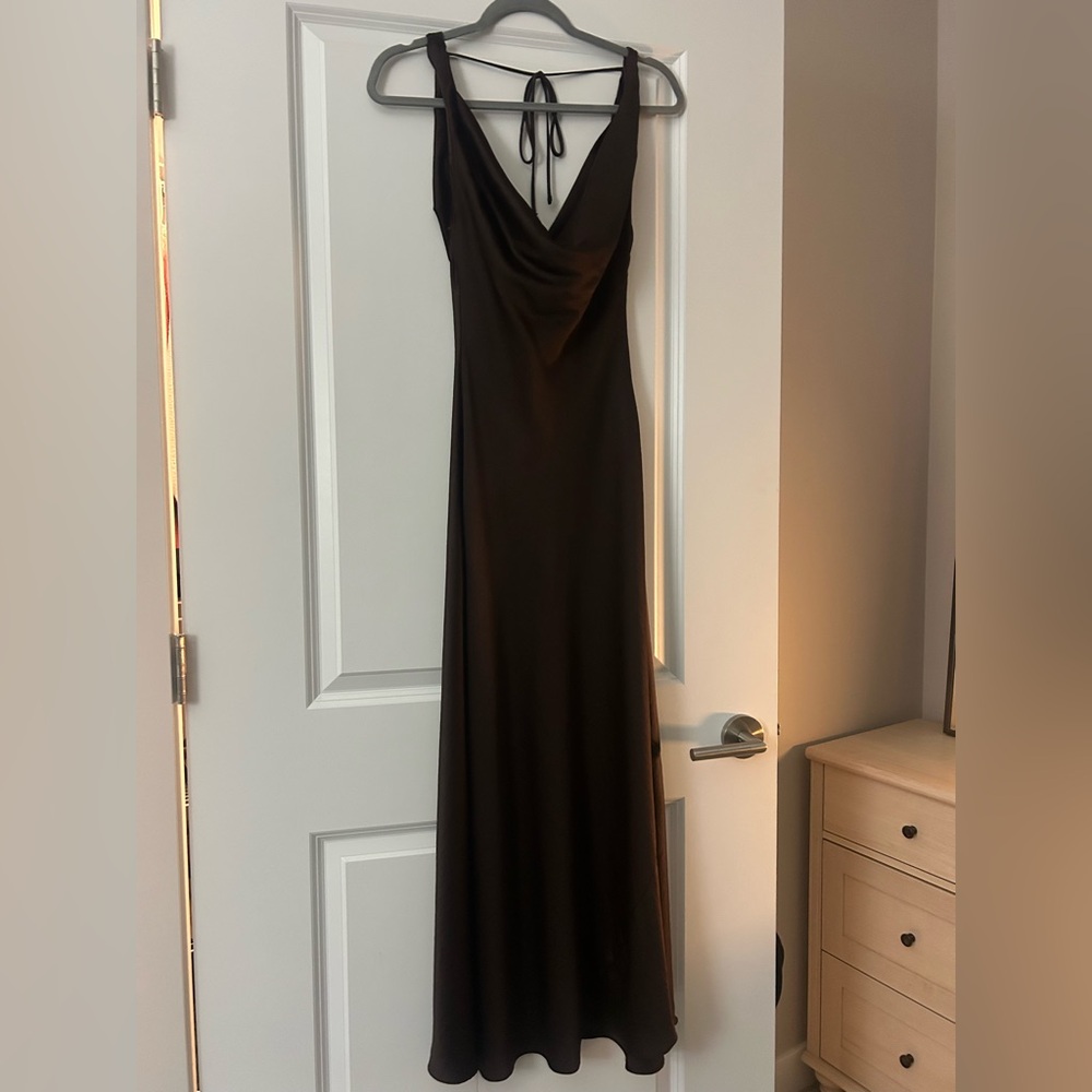 Zara Brown Satin Dress